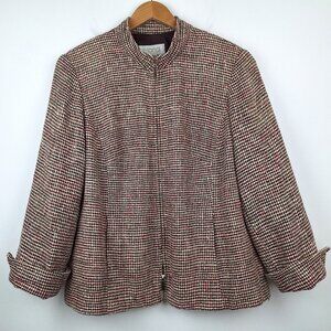 100% Silk Tweed Blazer Jacket Size 14. Pink White Brown Boucle Elana by Tanner